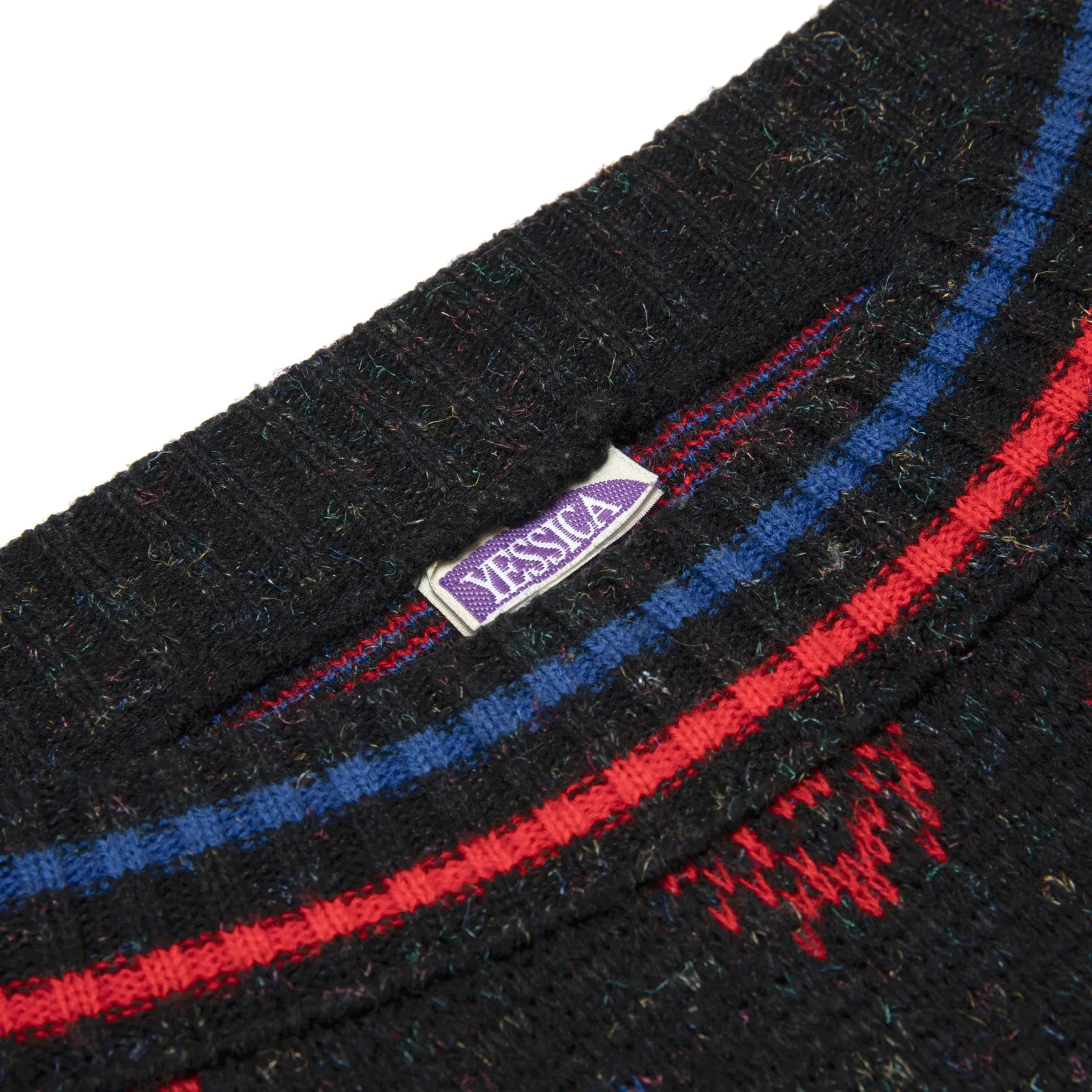 80s Jacquard Pixelated Floral Motif Sweater