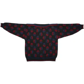 80s Jacquard Pixelated Floral Motif Sweater