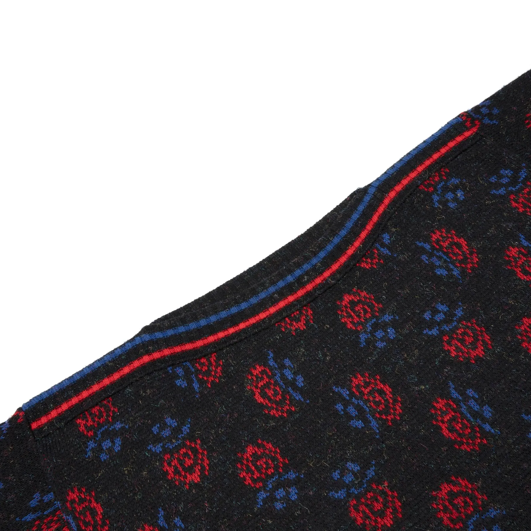 80s Jacquard Pixelated Floral Motif Sweater