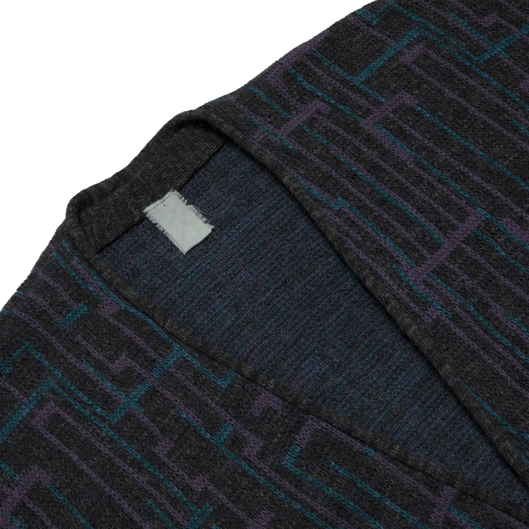80s New Wave Intarsia Worsted Spun Yarn Cardigan