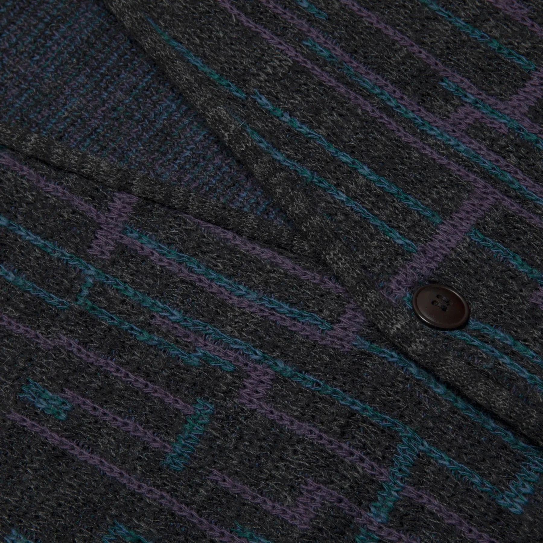 80s New Wave Intarsia Worsted Spun Yarn Cardigan