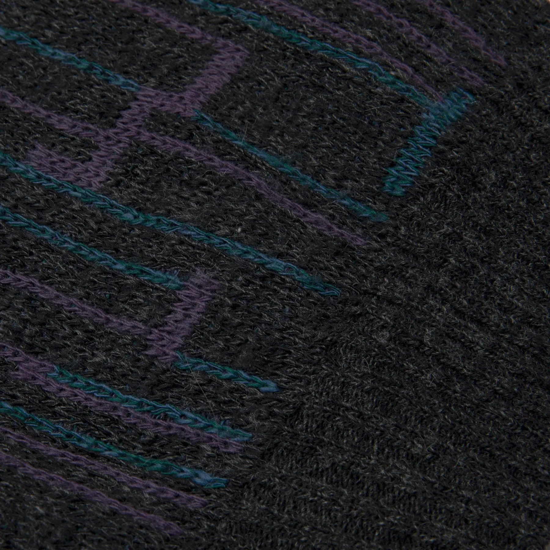 80s New Wave Intarsia Worsted Spun Yarn Cardigan