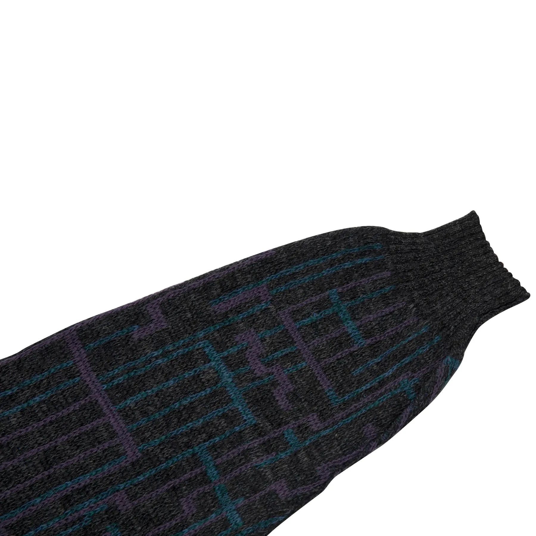 80s New Wave Intarsia Worsted Spun Yarn Cardigan