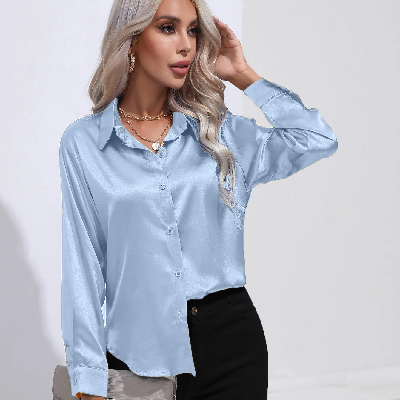 Amelia - Elegant Satin Slim Shirt for Women