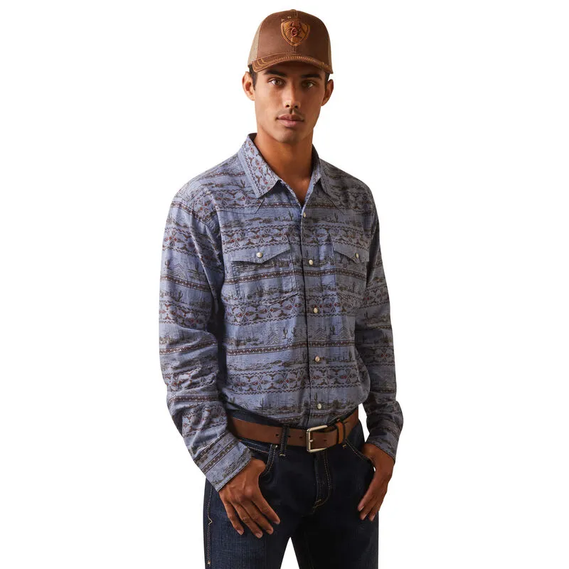 ARIAT MENS HADDINGTON RETRO SNAP LS SHIRT (DUSK GREEN)