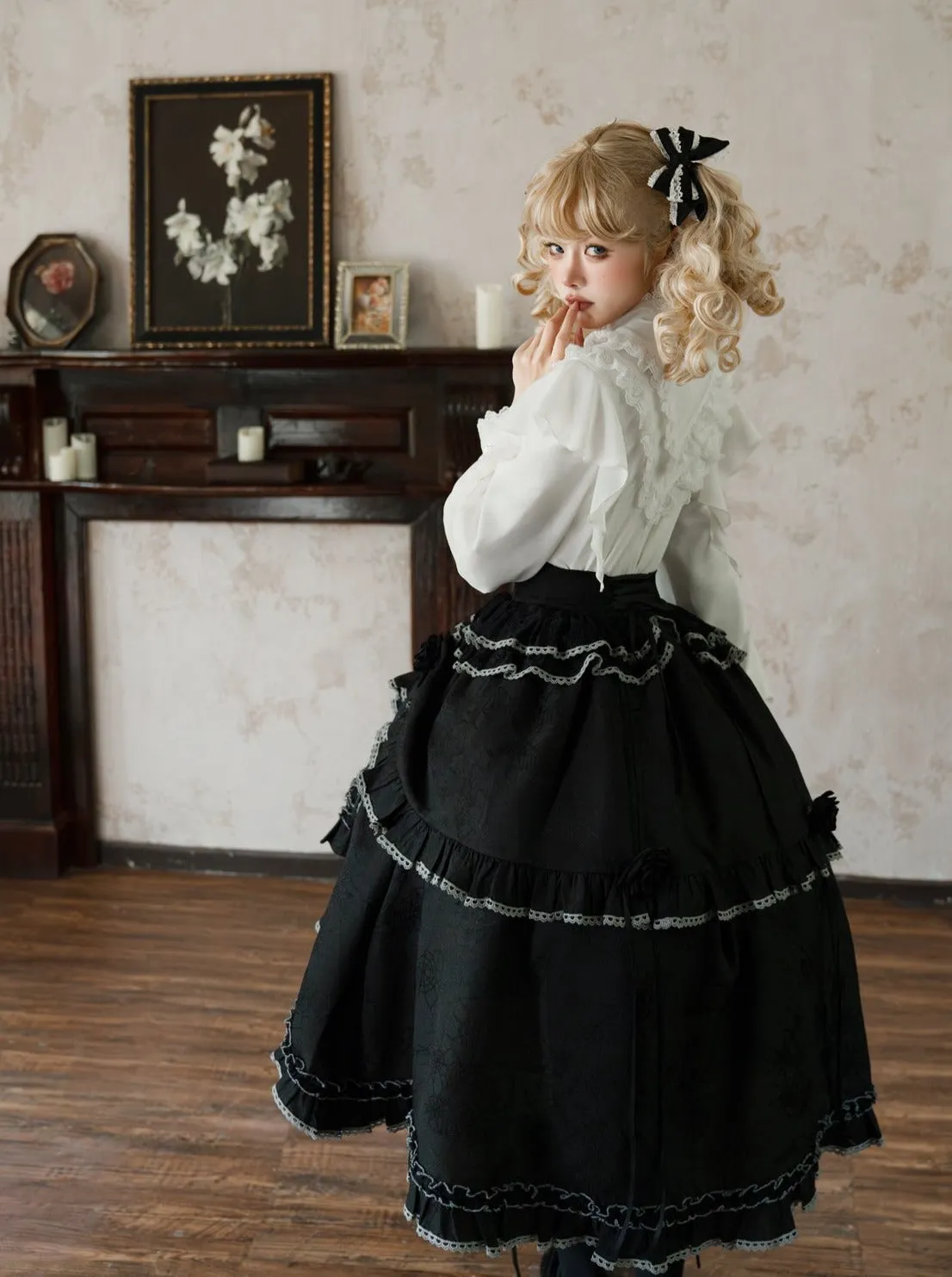 Asymmetrical Skirt Elegant Frilled Flared Blouse