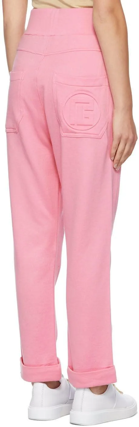 Balmain Pink Embossed Monogram Lounge Pants