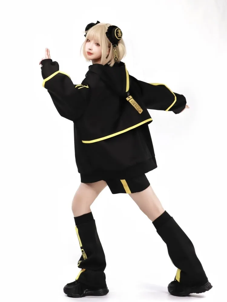 Black and Yellow Luminous Flared Leg Sleeves