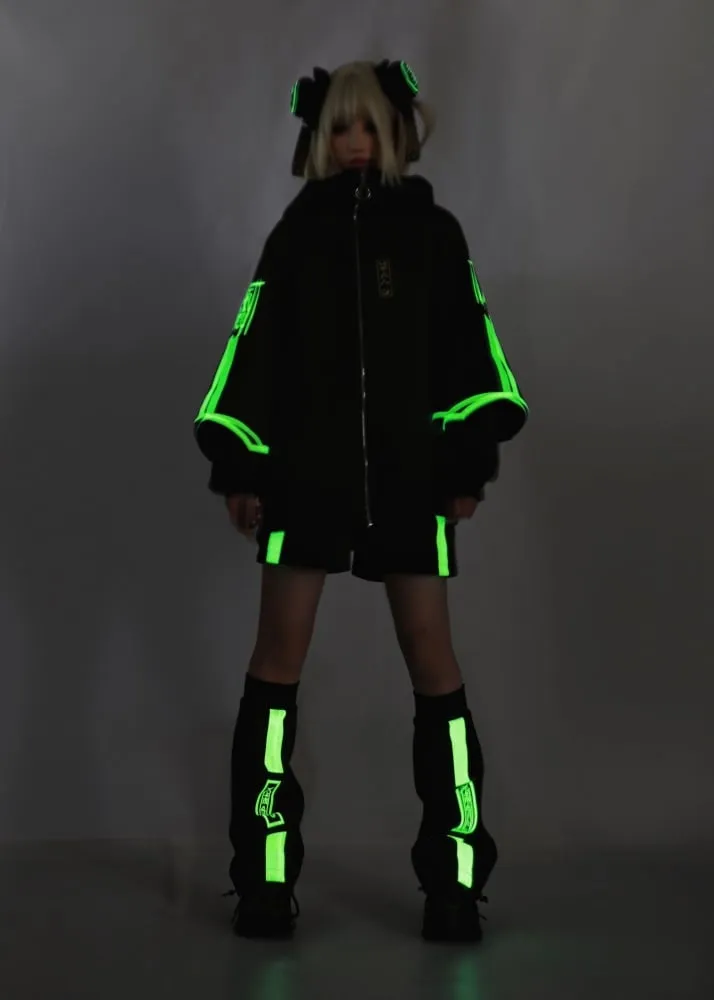 Black and Yellow Luminous Flared Leg Sleeves