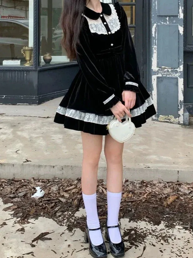 Black Dress Flared Girly