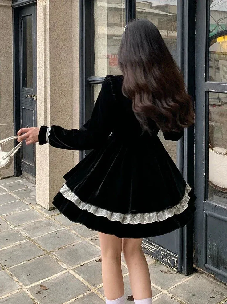 Black Dress Flared Girly