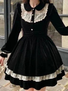 Black Dress Flared Girly