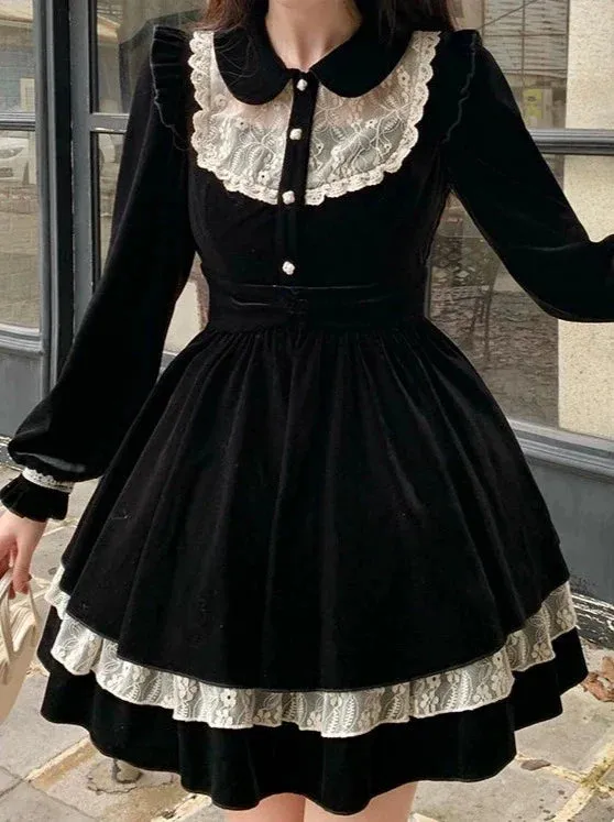 Black Dress Flared Girly