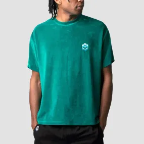 Blue Flowers Velour T-Shirt Dark Teal
