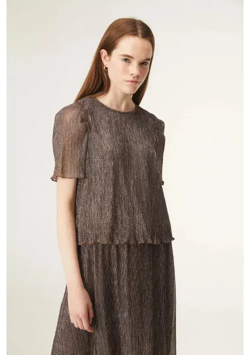Compania Fantastica Brown Lurex Midi Skirt