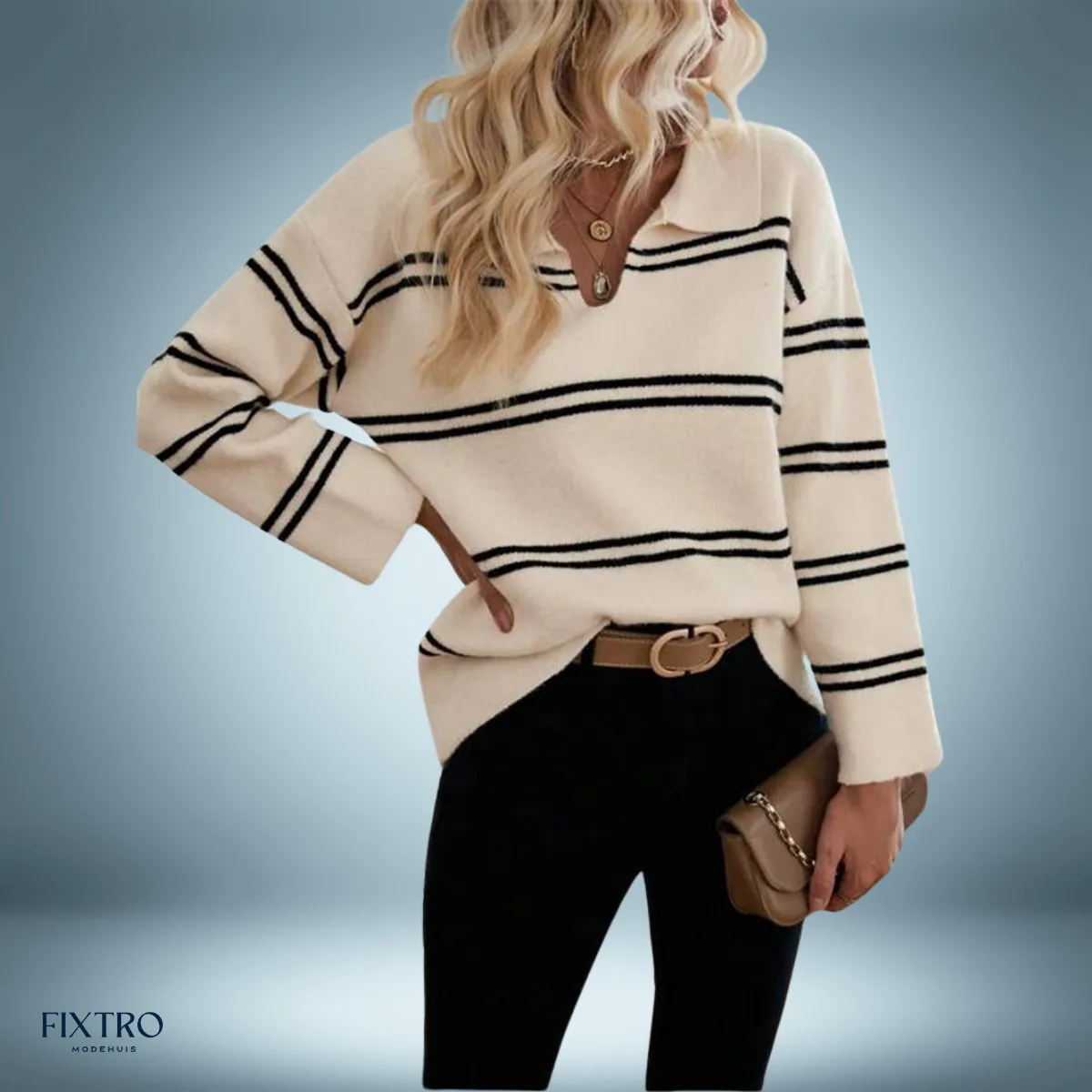 Cozy Charm | Gestreepte Polo Sweater
