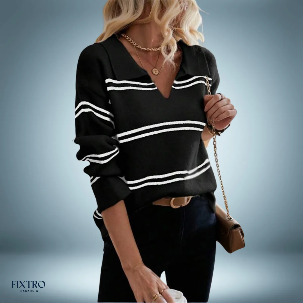 Cozy Charm | Gestreepte Polo Sweater