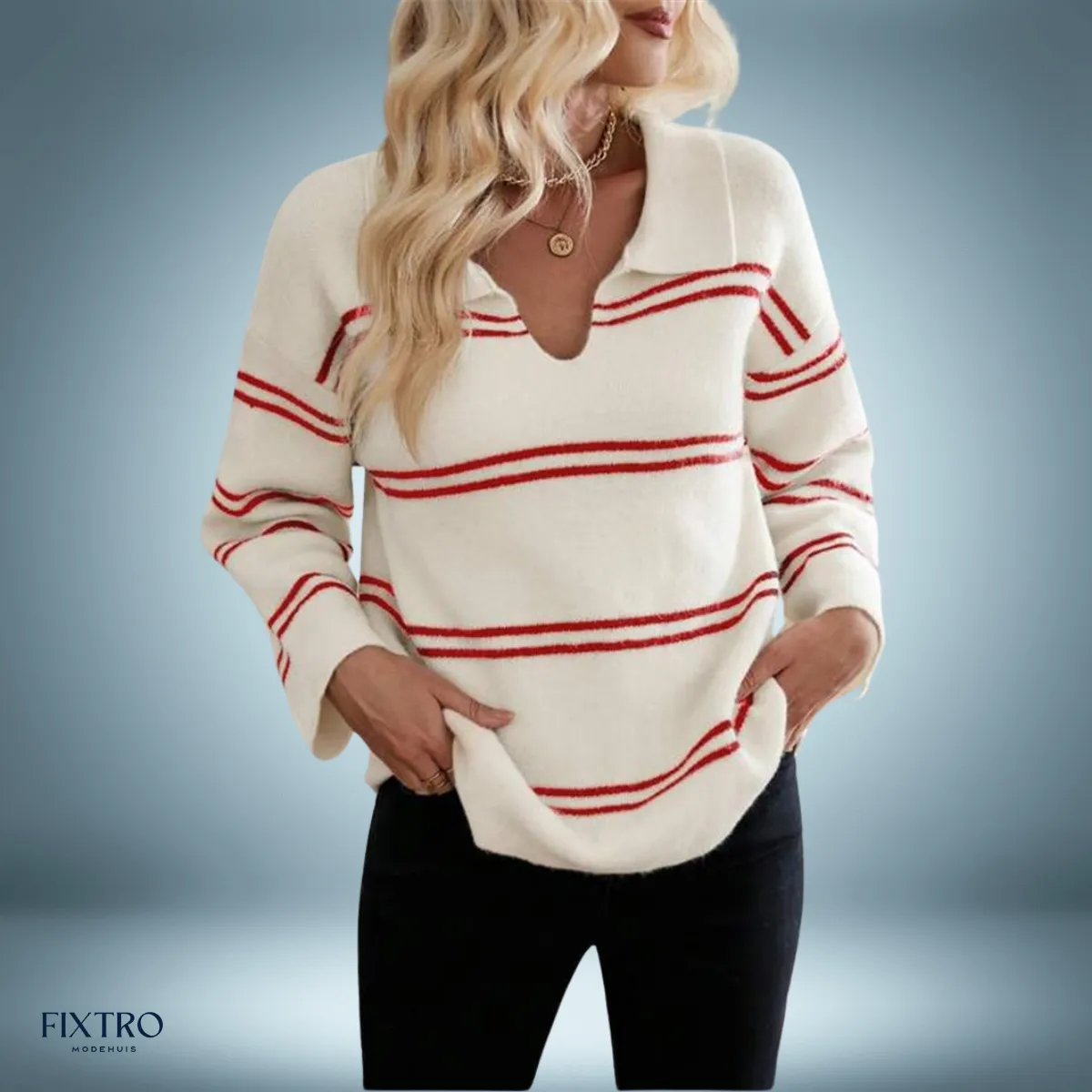 Cozy Charm | Gestreepte Polo Sweater