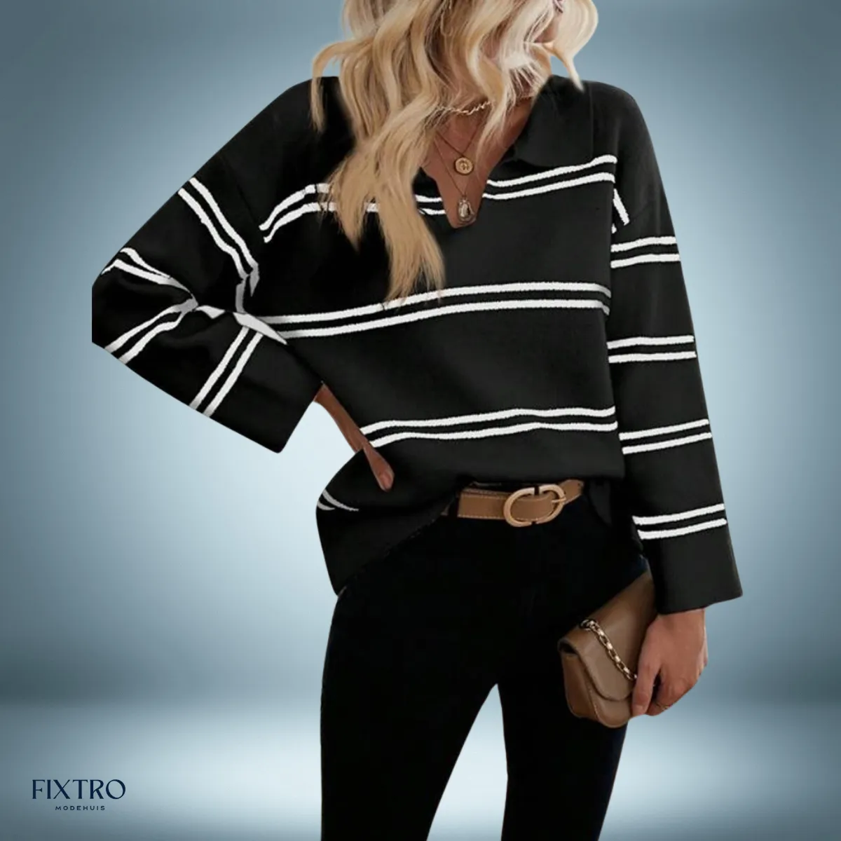 Cozy Charm | Gestreepte Polo Sweater