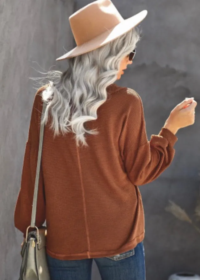 Cozy Up Tonight Knit Sweater (Brown)