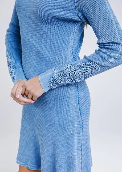 Crochet Cuff Textured Dress CLEARANCE FINAL SALE