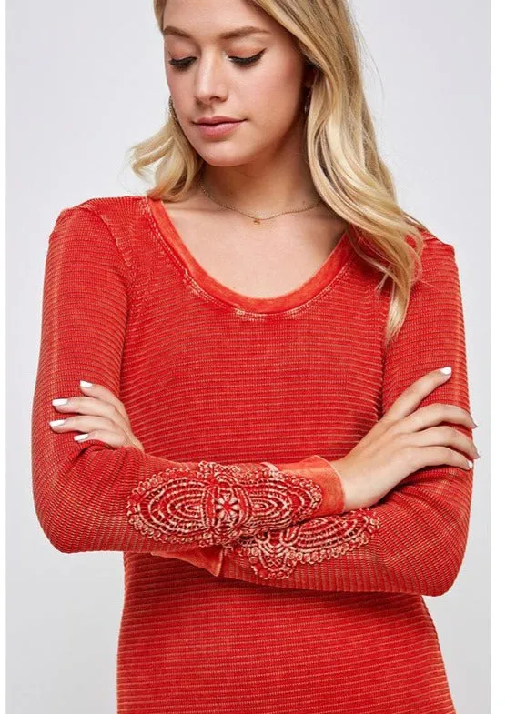 Crochet Cuff Textured Dress CLEARANCE FINAL SALE