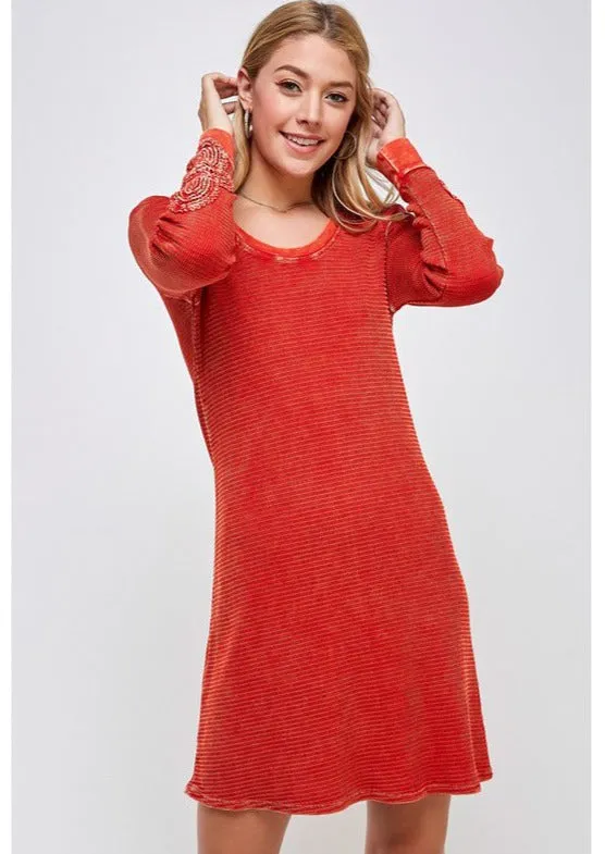 Crochet Cuff Textured Dress CLEARANCE FINAL SALE