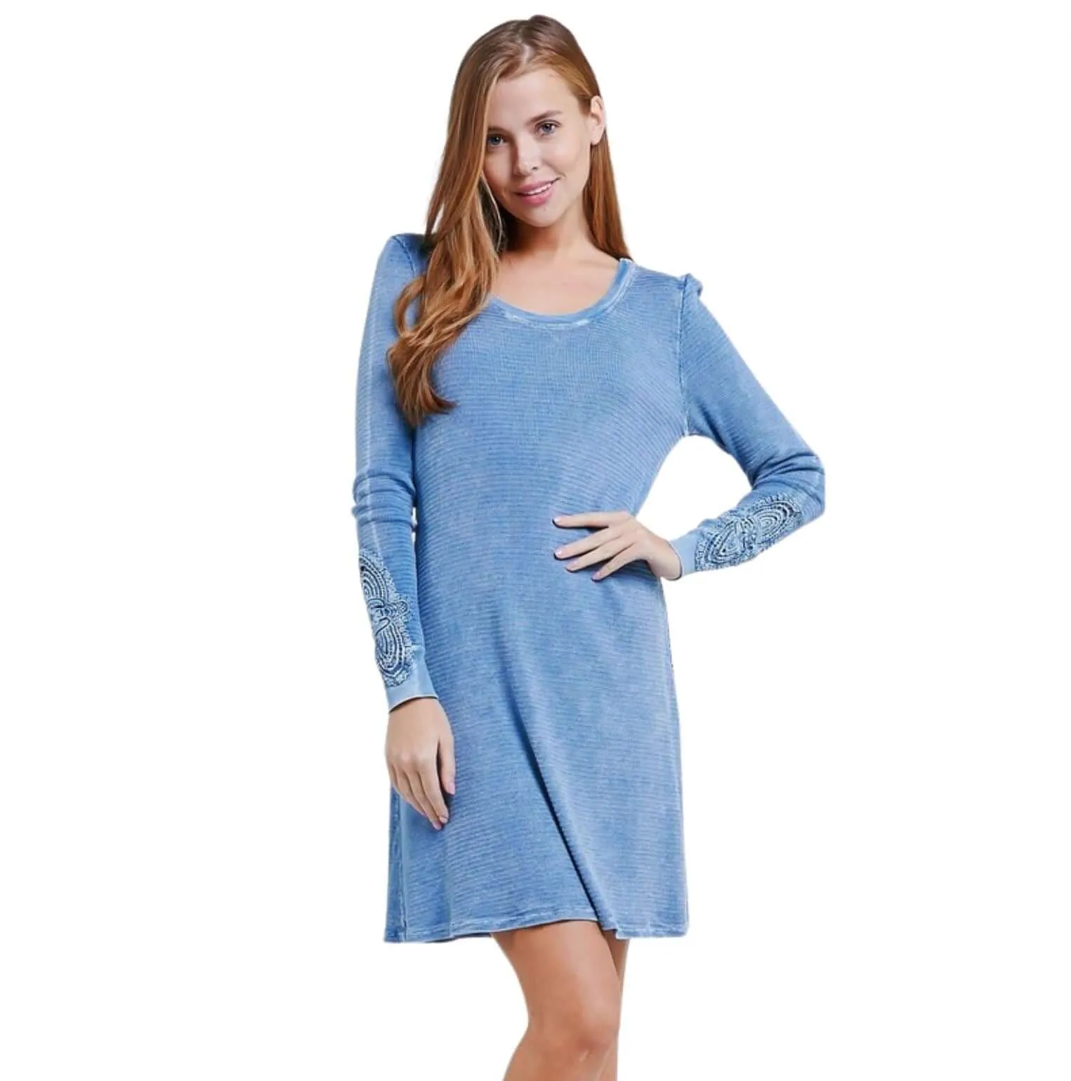 Crochet Cuff Textured Dress CLEARANCE FINAL SALE