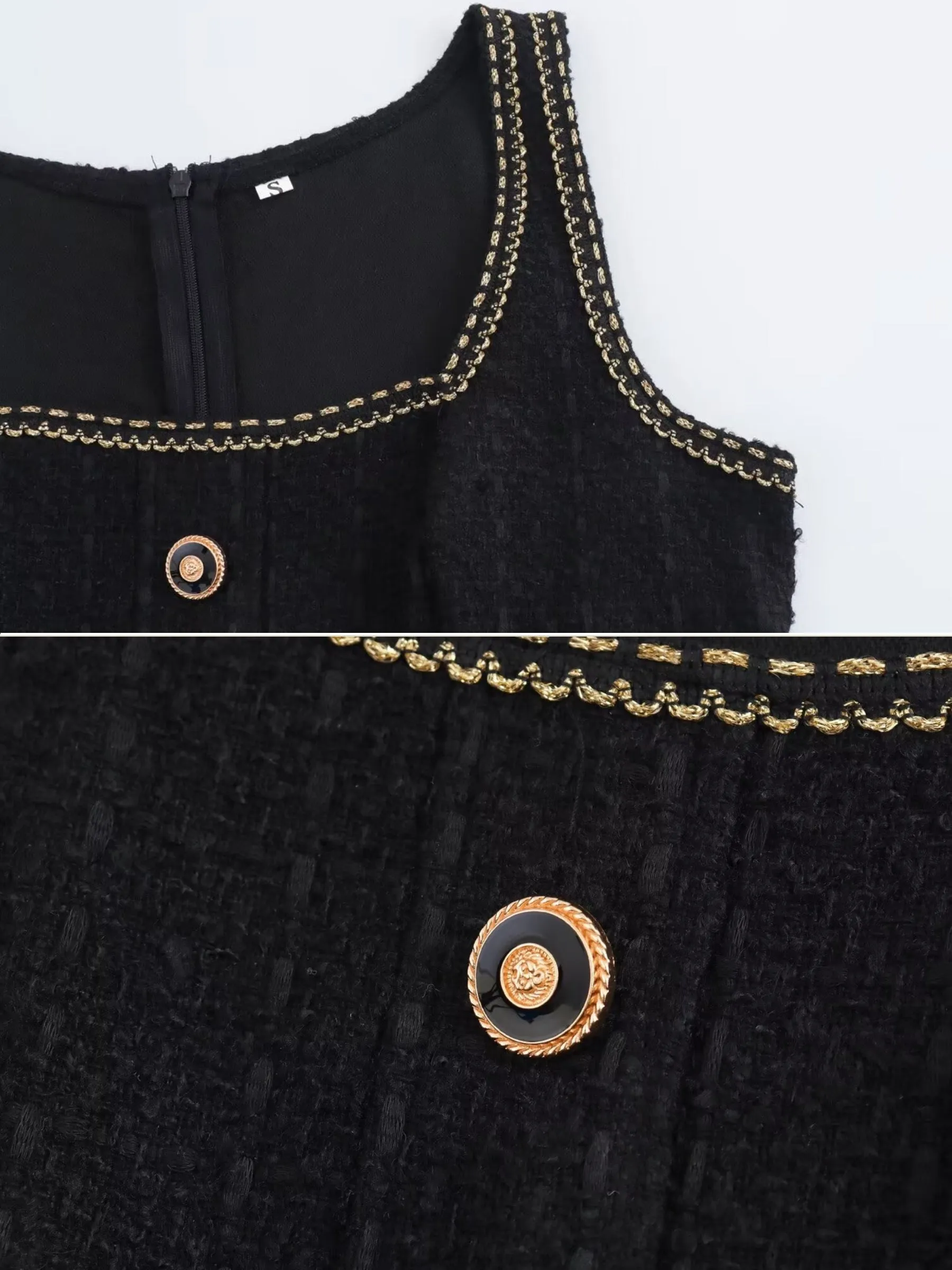 Darci Buttoned Tweed Mini Dress