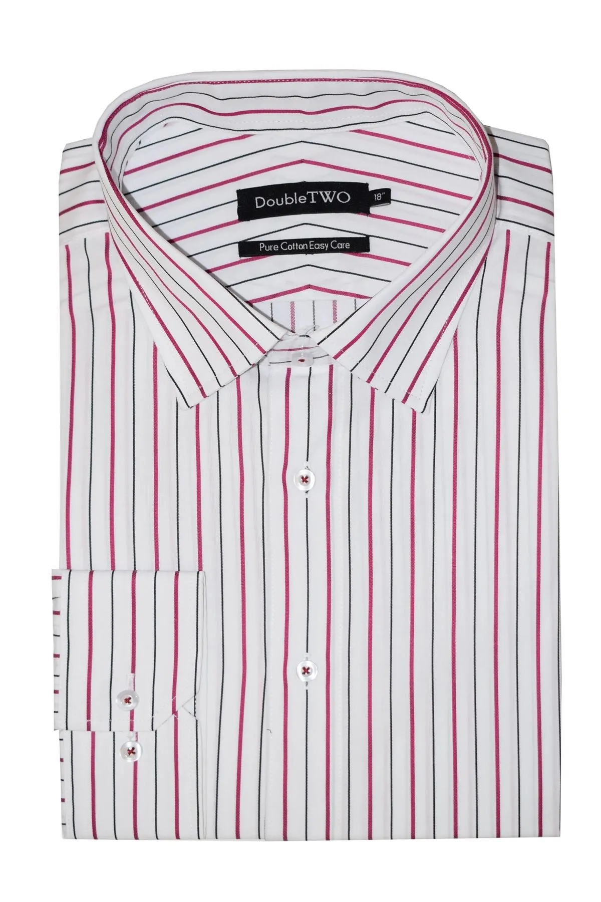 Double Two Mens Pure Cotton Easy Care LS Shirts (AW18) in Collar 15 to 23 Inches, Multiple Options