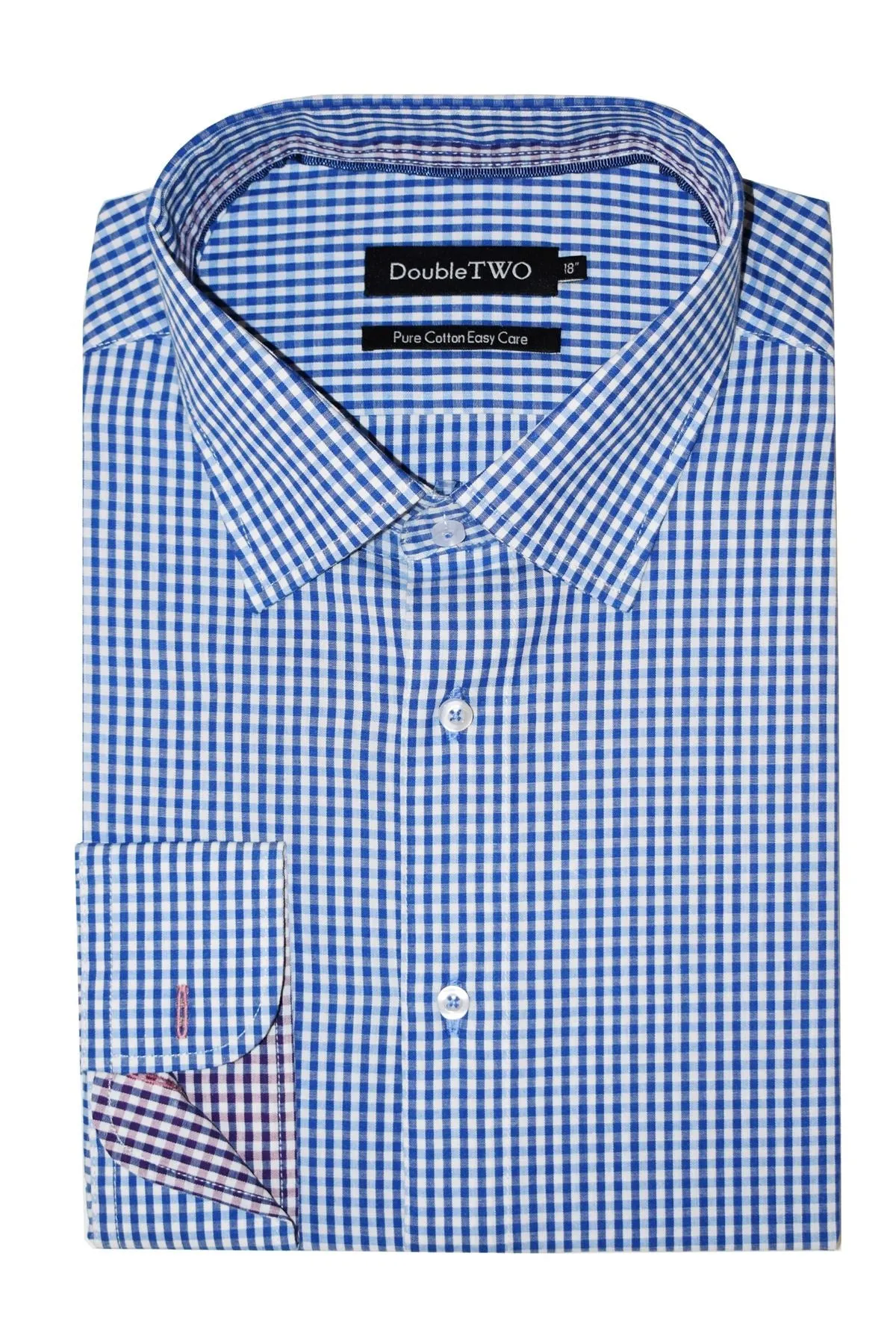 Double Two Mens Pure Cotton Easy Care LS Shirts (AW18) in Collar 15 to 23 Inches, Multiple Options