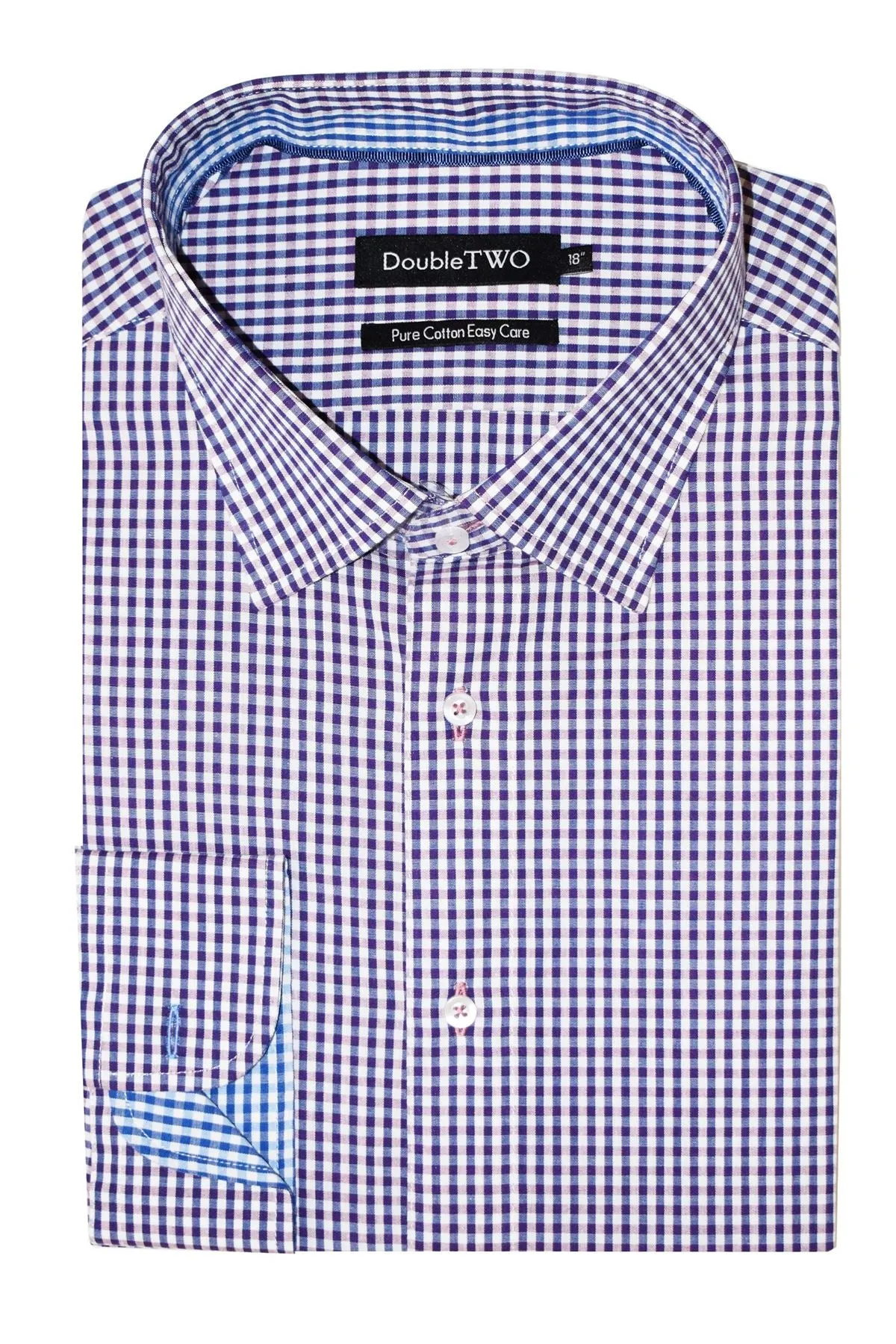 Double Two Mens Pure Cotton Easy Care LS Shirts (AW18) in Collar 15 to 23 Inches, Multiple Options