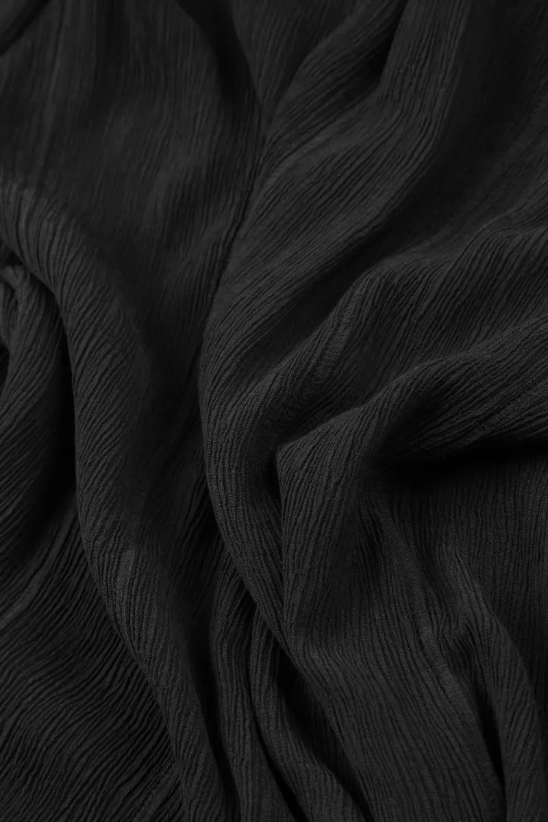 Flared Black Silk Viscose Dress