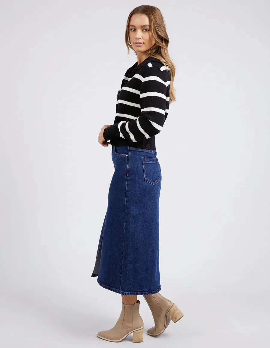 Foxwood 'Effie Polo Knit' - Black & White Stripe