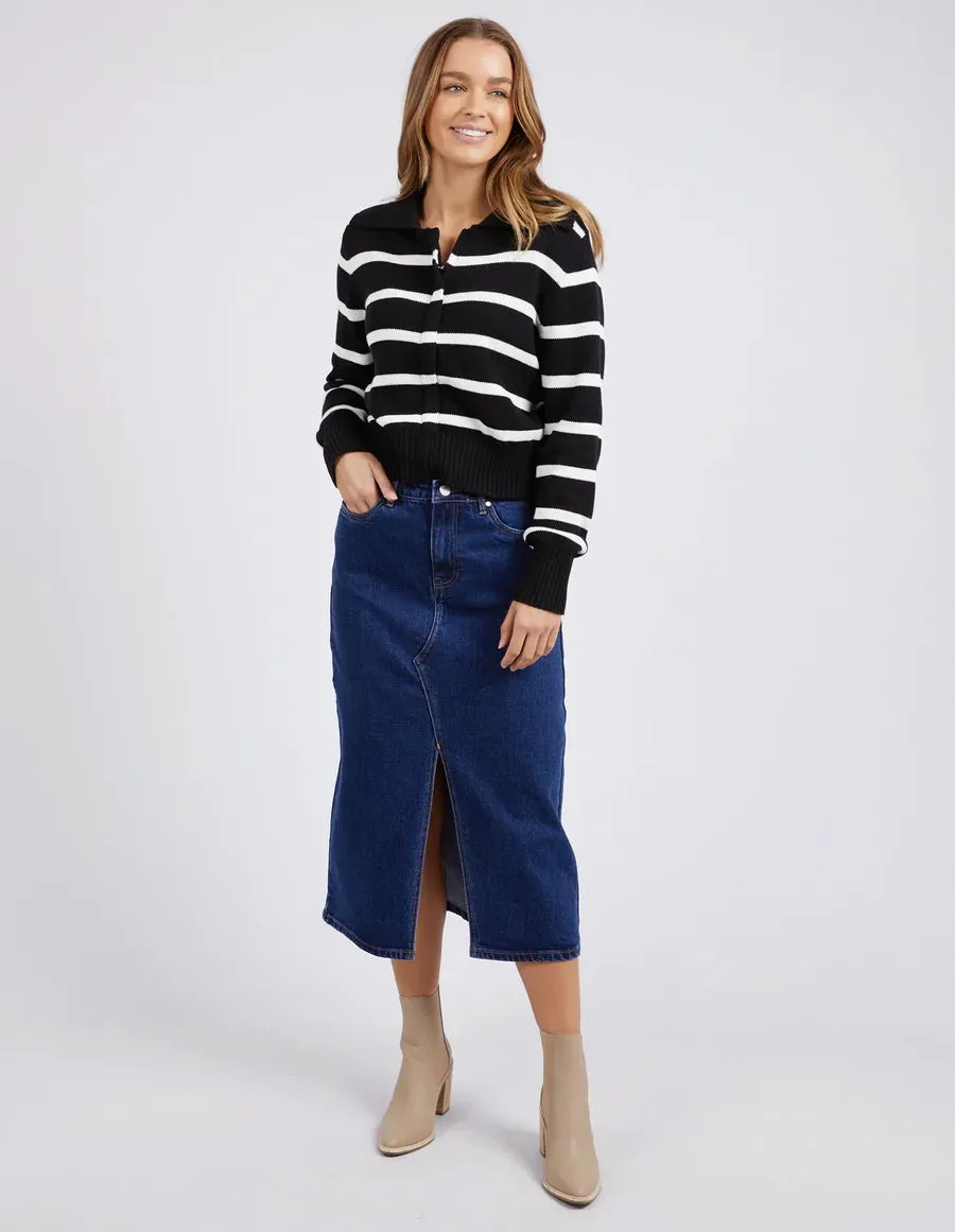 Foxwood 'Effie Polo Knit' - Black & White Stripe