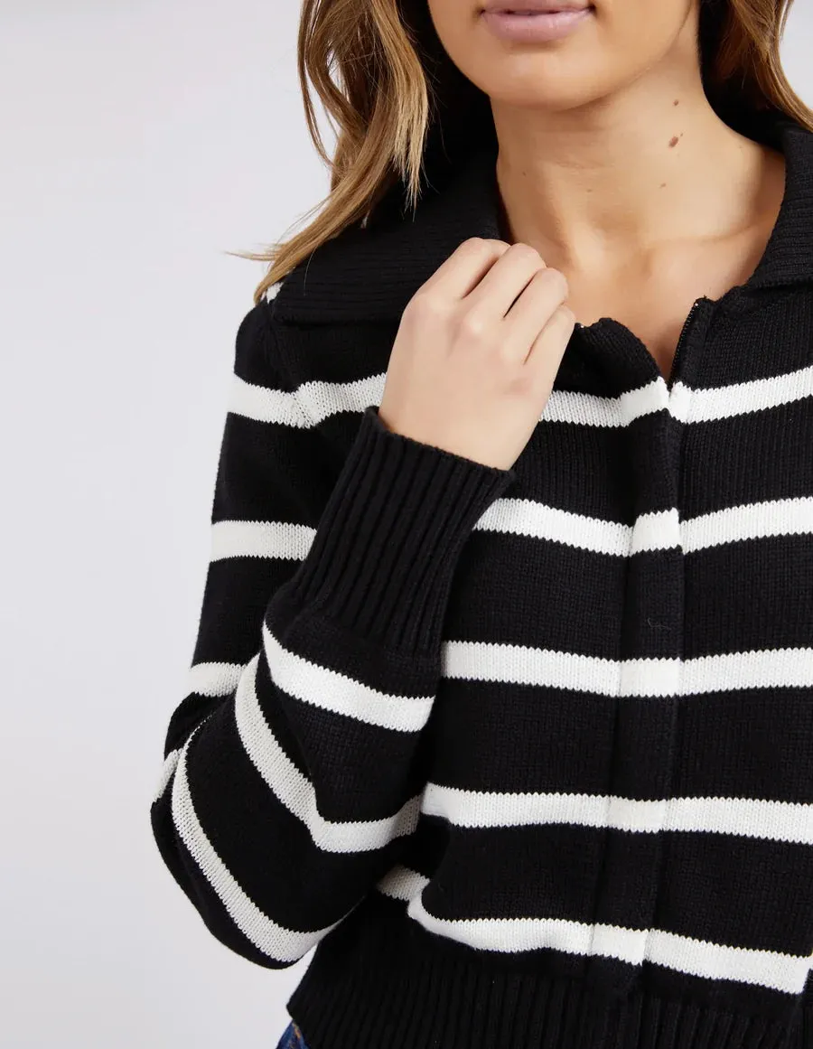 Foxwood 'Effie Polo Knit' - Black & White Stripe