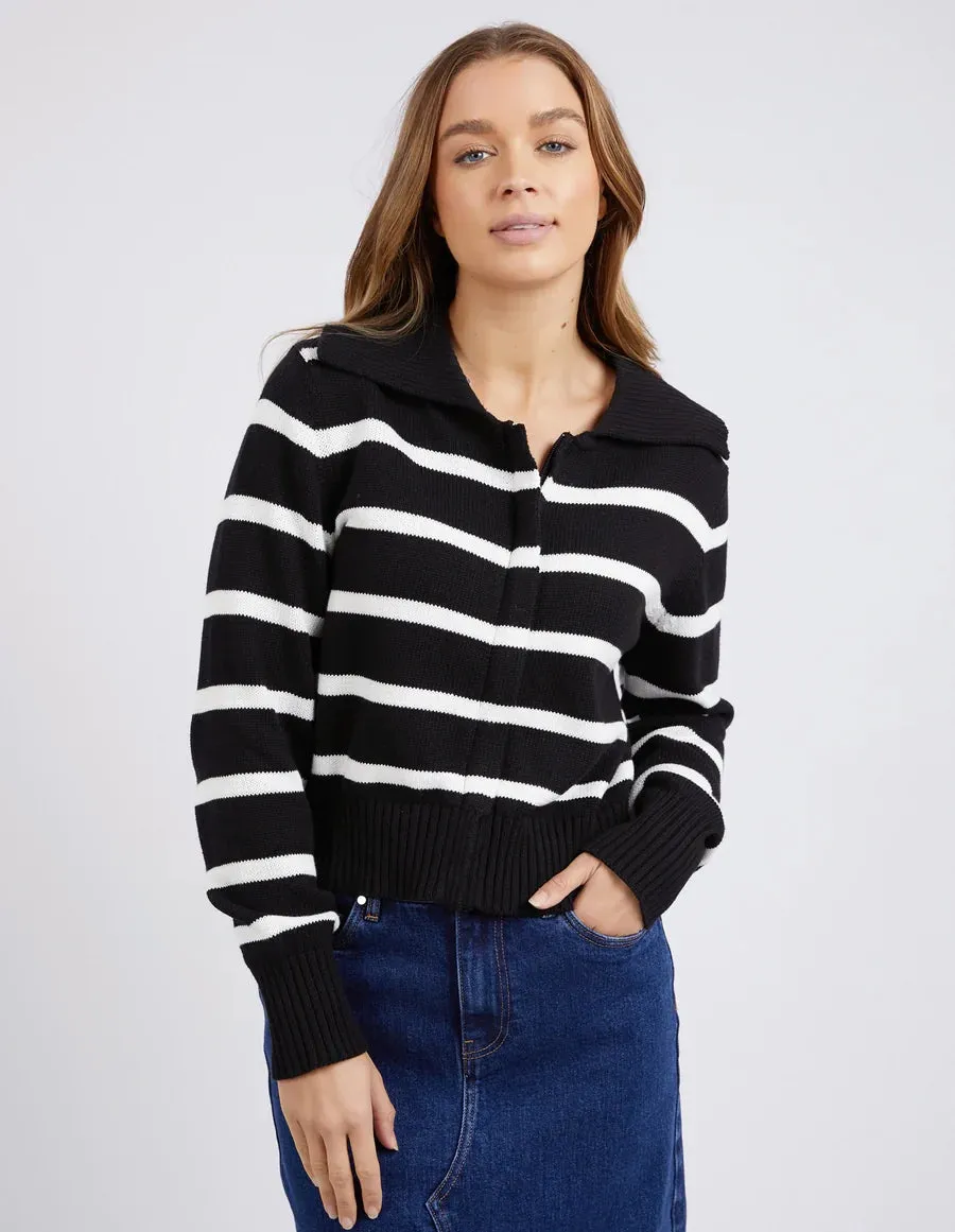 Foxwood 'Effie Polo Knit' - Black & White Stripe