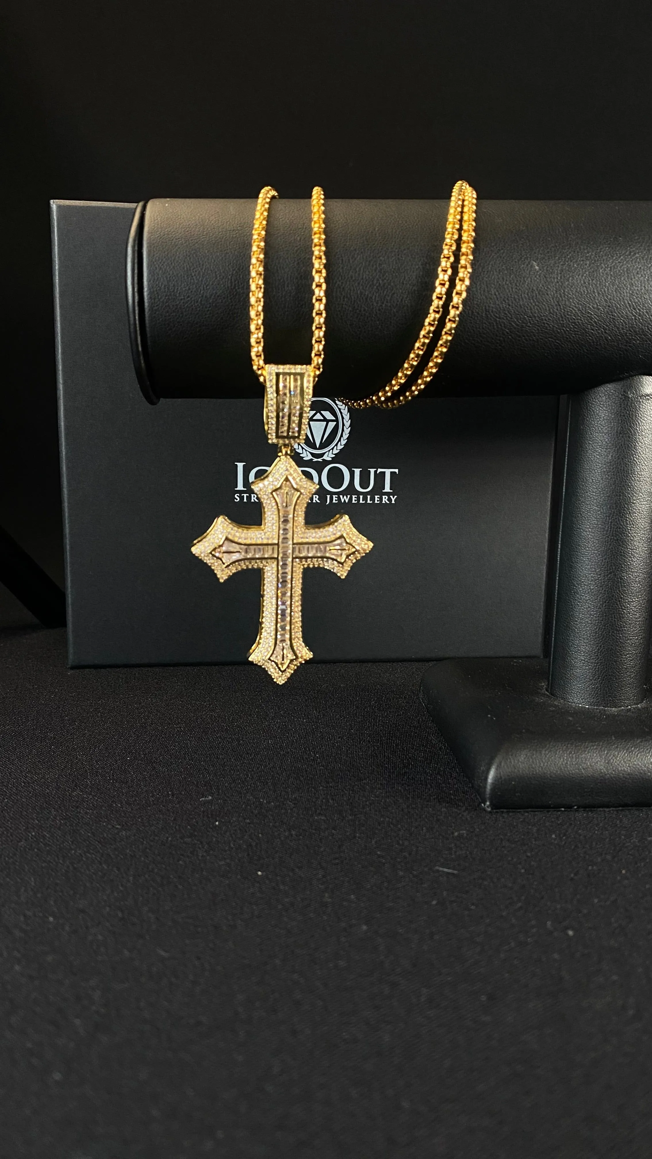 Gold Cross Pendant Necklace - Iced Out with Premium Detailing