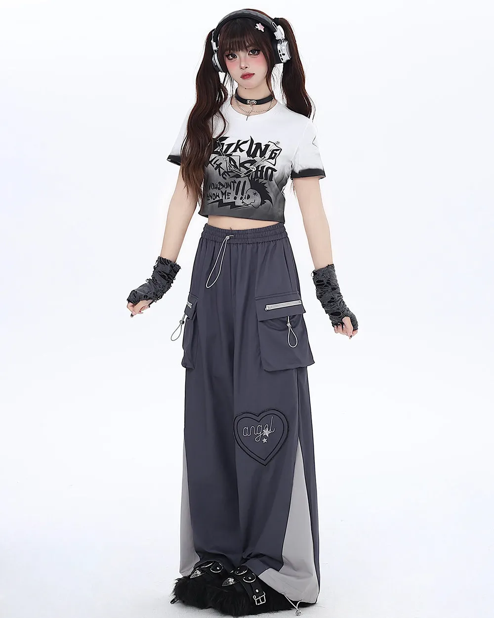 Heart Straight-Leg Cargo Pants