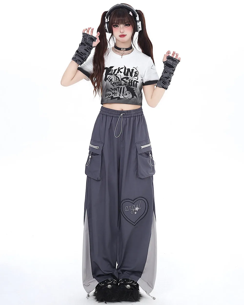 Heart Straight-Leg Cargo Pants