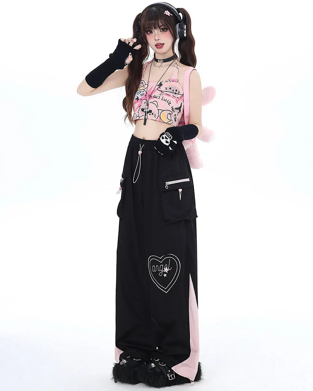 Heart Straight-Leg Cargo Pants