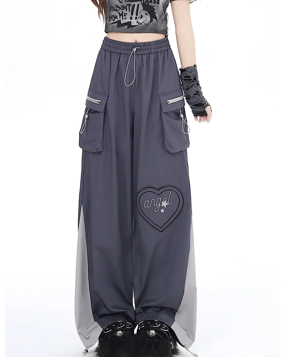 Heart Straight-Leg Cargo Pants