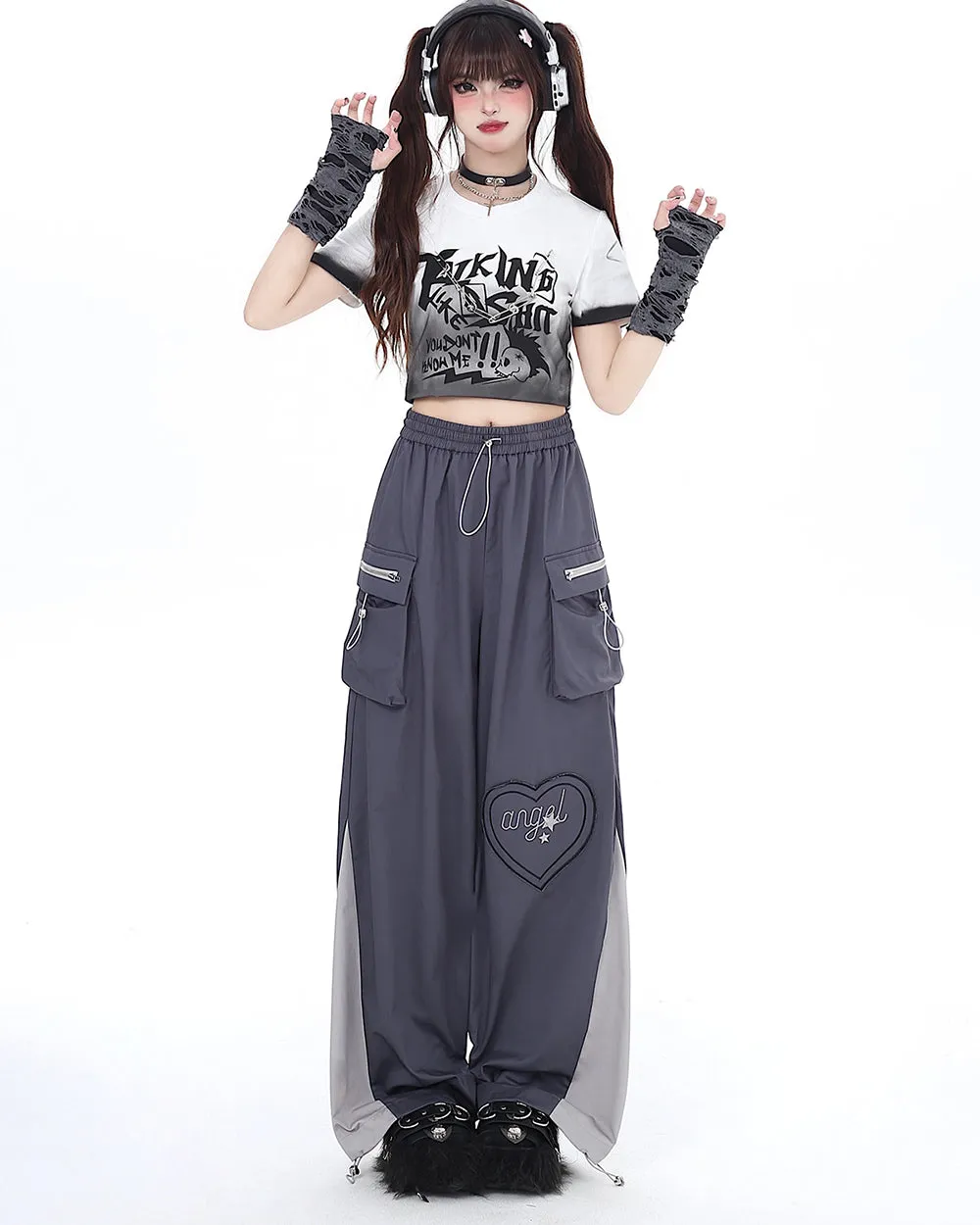 Heart Straight-Leg Cargo Pants