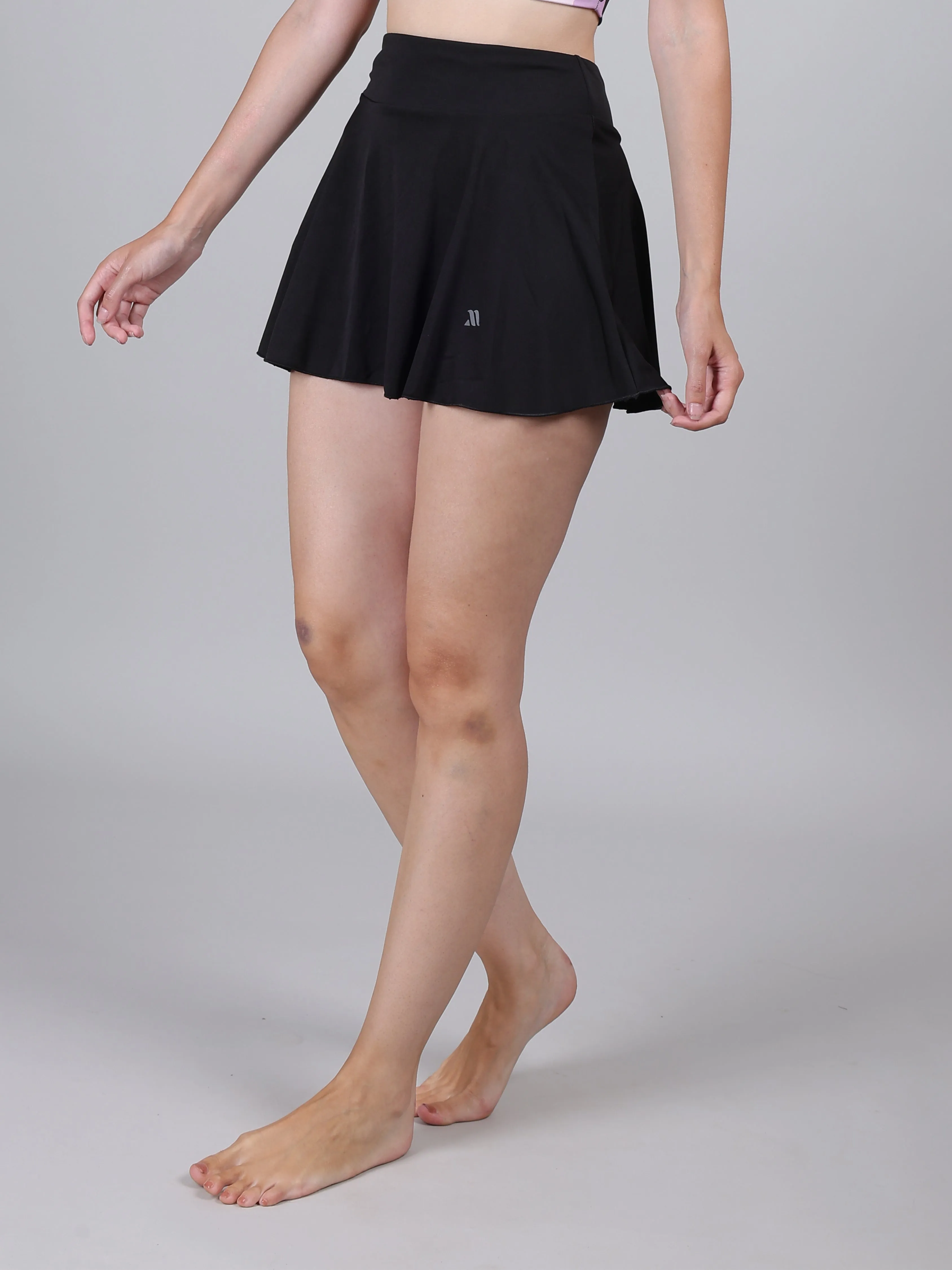 MEGASKA Women Swim Skirts Swimsuit High Waist Swimming Skorts with Shorts Bikini Bottoms Bathing Suit Bottoms_Black