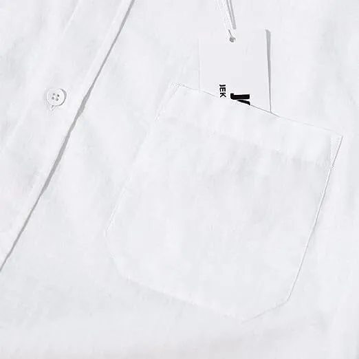 Mens Button Down Short Sleeve Linen Shirts