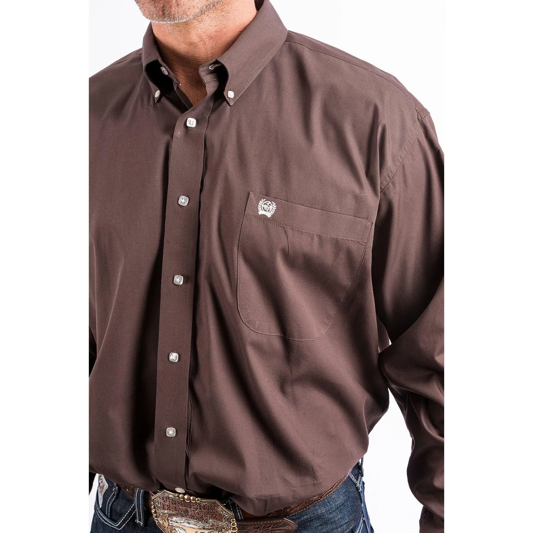 Men's Cinch Brown Button-Down Western Shirt MTW1104236
