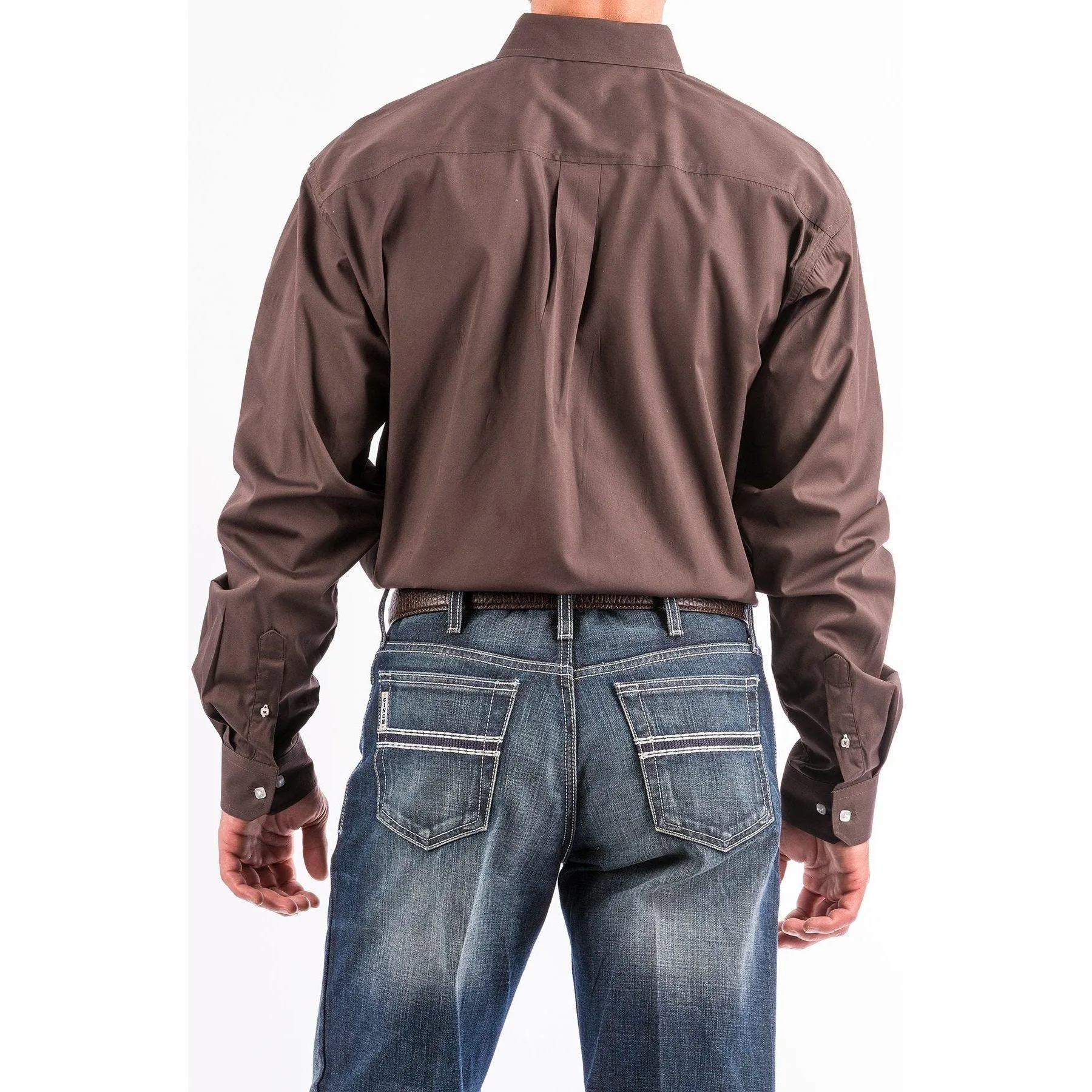 Men's Cinch Brown Button-Down Western Shirt MTW1104236