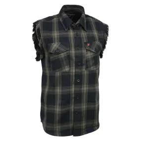 Milwaukee Leather MNG11695 Men's 'Checkered' Black and Dark Grey Cut Off Flannel Shirt