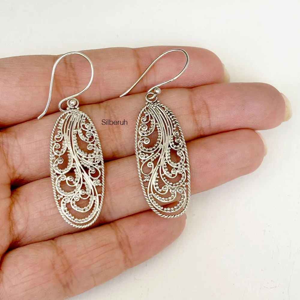 Oval Filigree Silver Earring