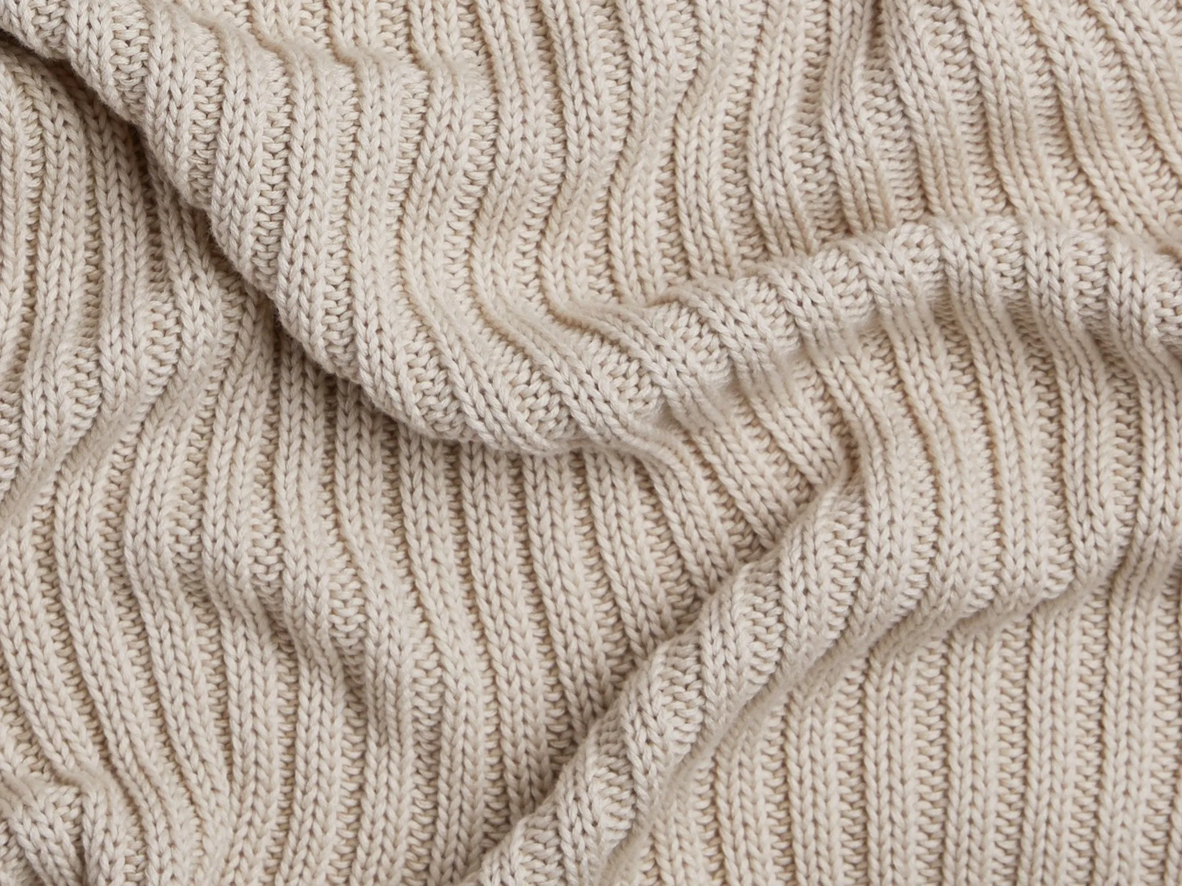 Oversized Rib Knit Throw (Flax)